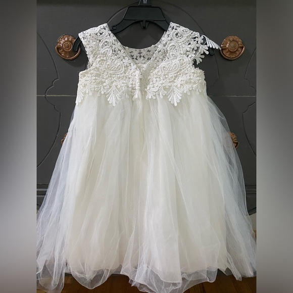 David’s Bridal Flower Girl Dress, 2 bows, and ruffle socks - Picture 5 of 13